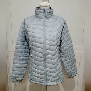 Columbia Light Blue & White Quilted Packable Puffer Jacket | Size Large